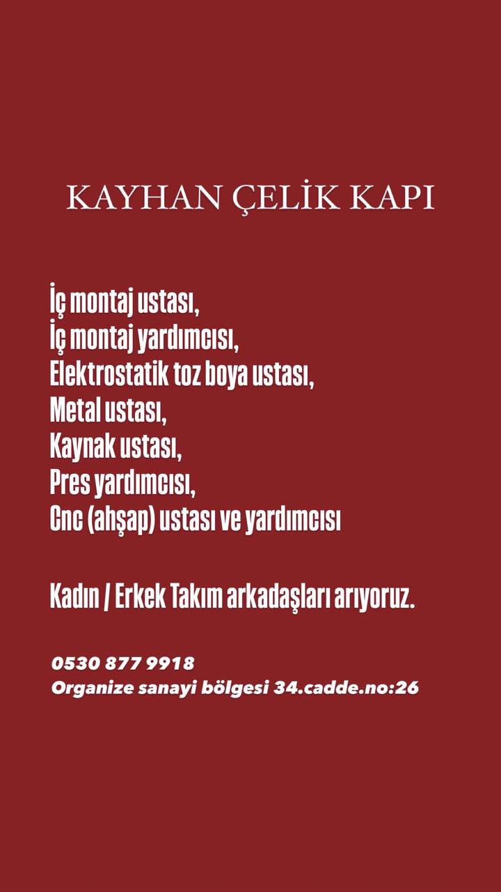Ustası ve yardımcı aranıyor ilan görseli