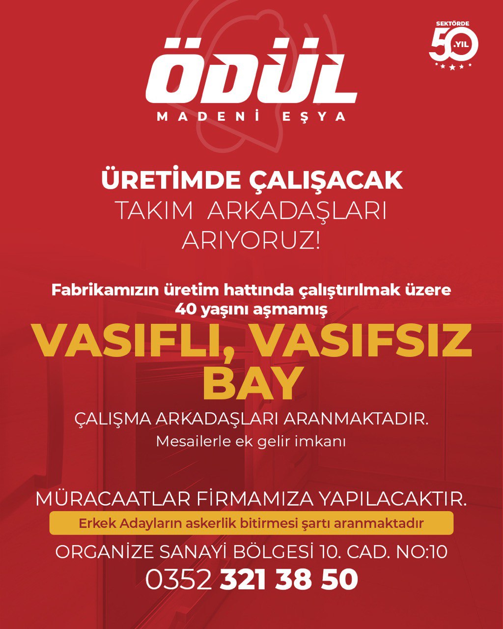 Üretimde Çalışacak Takım Arkadaşları Arıyoruz! ilan görseli