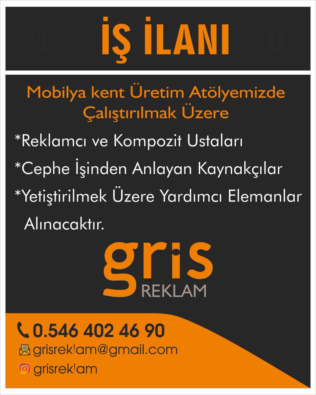 Reklamcı ve Kompozit Ustaları aranıyor ilan görseli