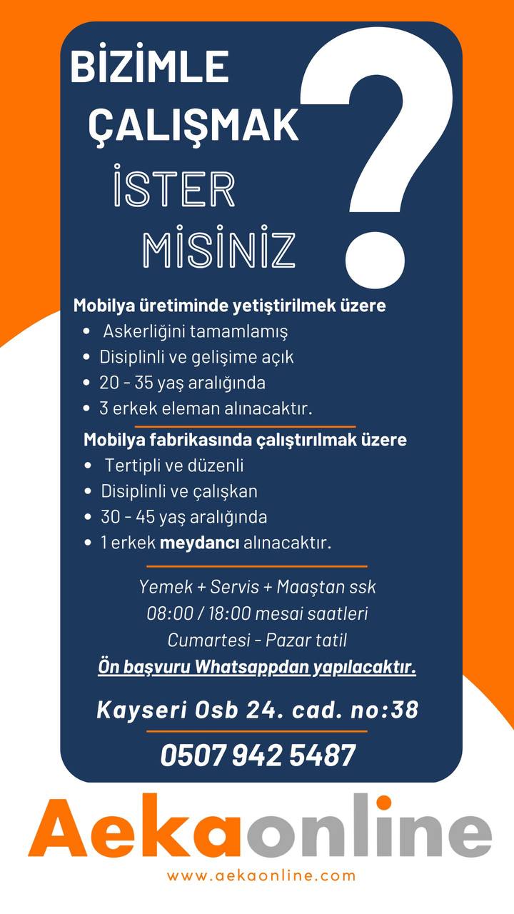 Mobilya üretiminde yetiştirilmek üzere eleman aranıyor ilan görseli