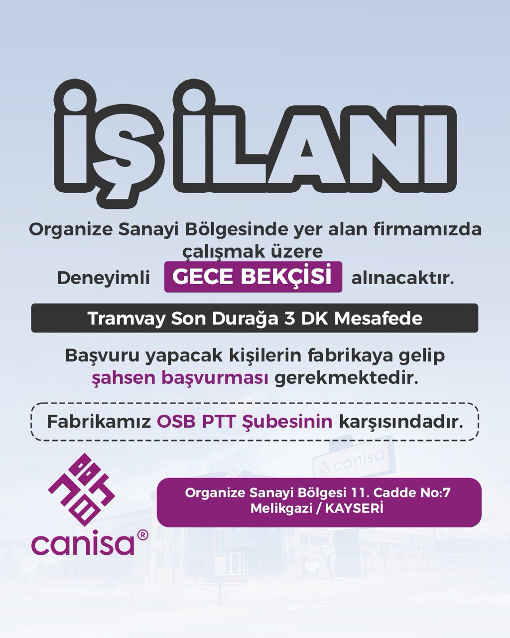 Gece Bekçisi Alınacaktır. ilan görseli