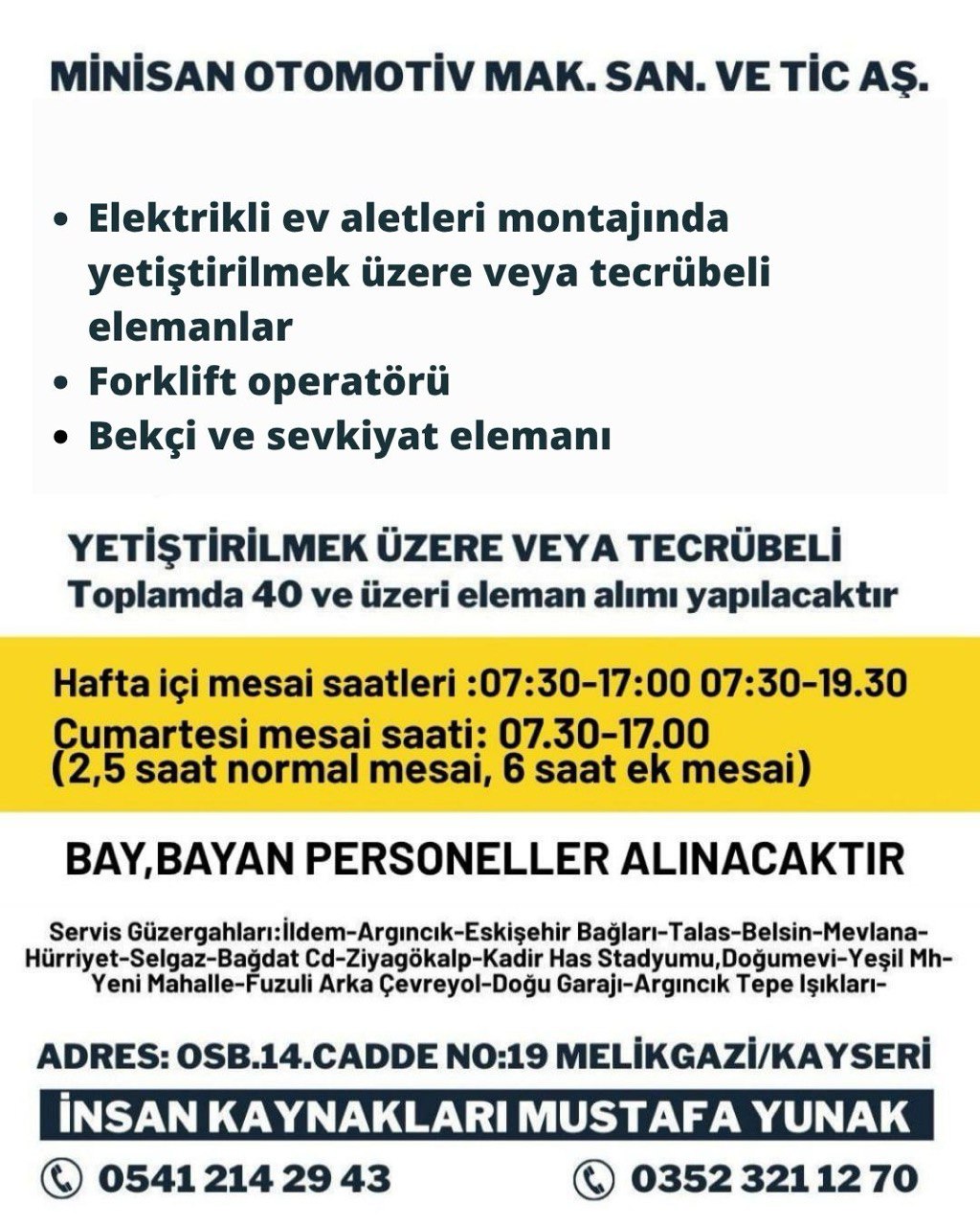 Elektrikli ev aletleri montajında yetiştirilmek üzere veya tecrübeli elemanlar aranıyor ilan görseli